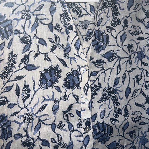 EUC Rachel Zoe Linen Shirt Floral Small Collared Button Down 100% Linen boho - Picture 2 of 7